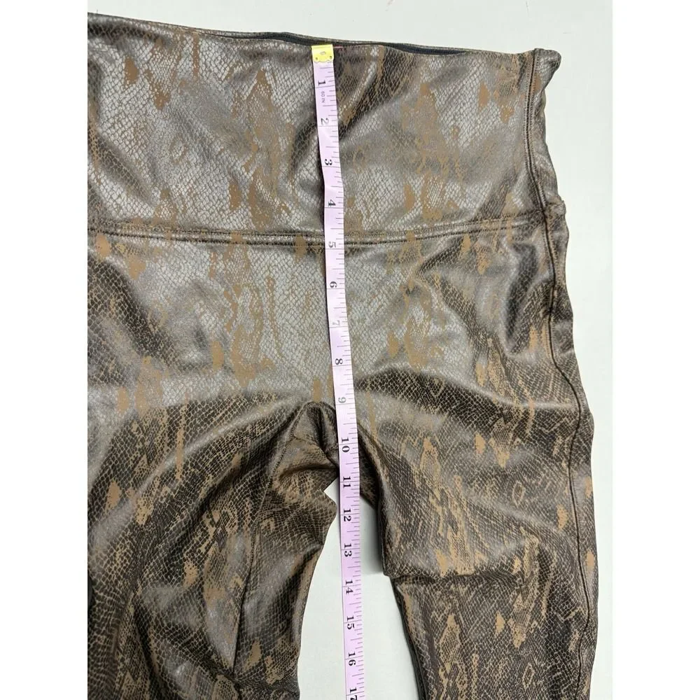 Spanx Faux Leather Snakeskin Leggings. High Rise. Brown. Sz L